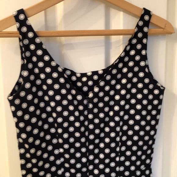 Esprit Navy & White Polka dotted Tailored Mini dress ~ size 3/4 - Picture 4 of 10